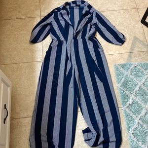 Too Big on me now. Luxology one piece. navy and white striped.